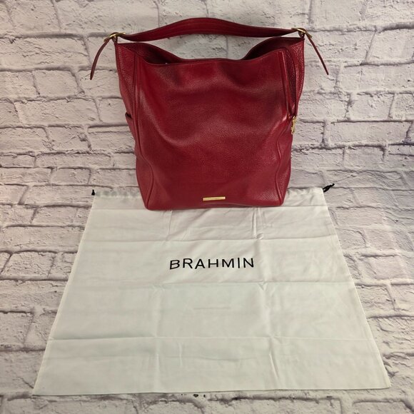 Brahmin Parin Womens Shoulder Bag Radiant Red Mystic Leather w/ Dust Cover Gift - Picture 2 of 15